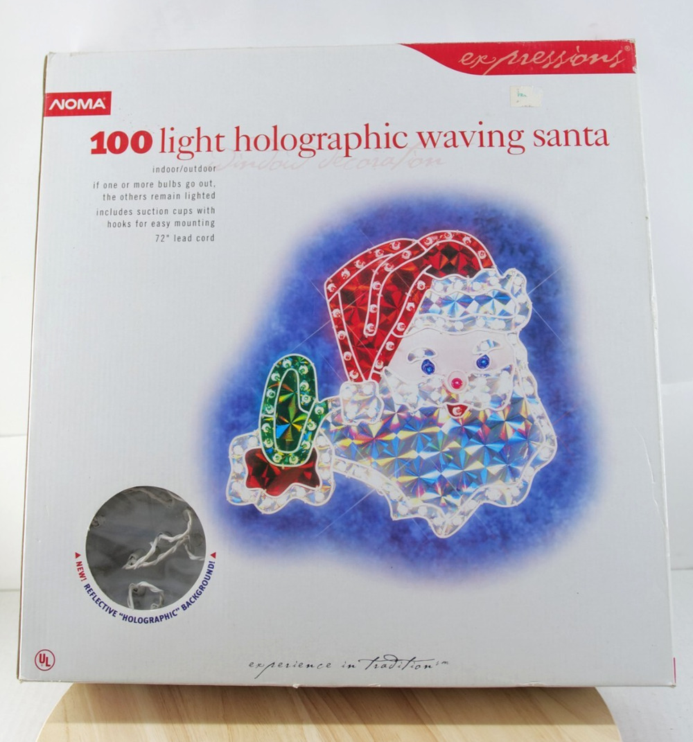 Noma Christmas Expressions 100 Light Holographic Waving Santa Lighted Box
